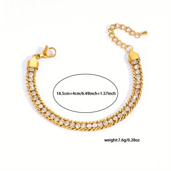 Trending Elegant Gold Link Bracelet with Crystal