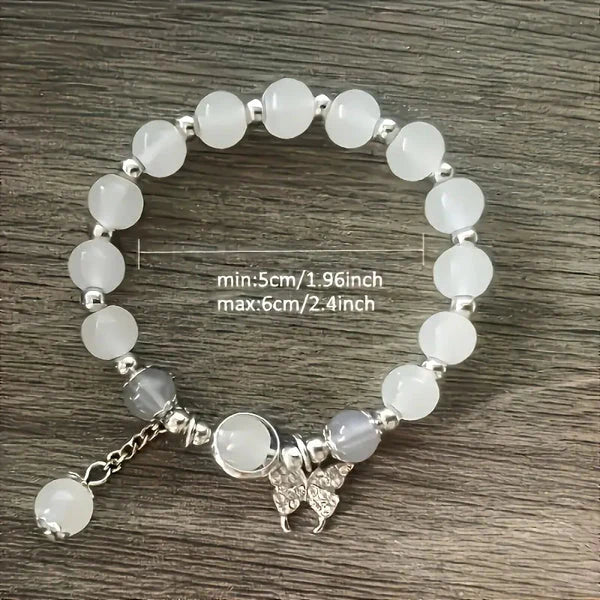 Moonstone Charm Beaded Bracelet