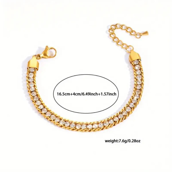 Trending Elegant Gold Link Bracelet with Crystal