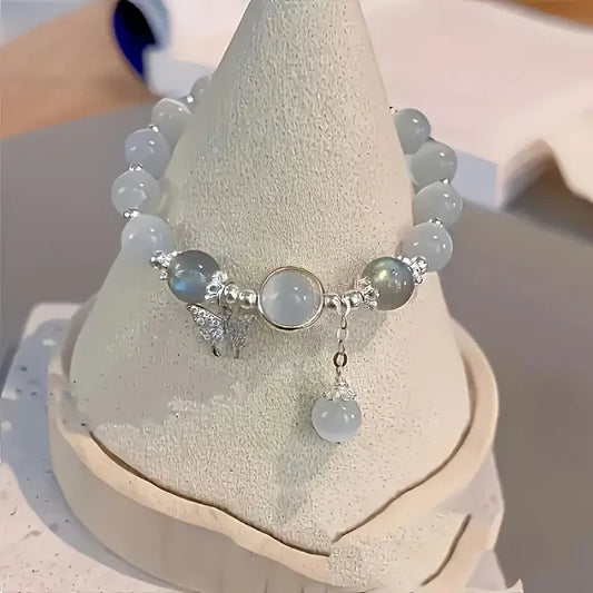 Moonstone Charm Beaded Bracelet