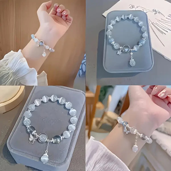 Moonstone Charm Beaded Bracelet