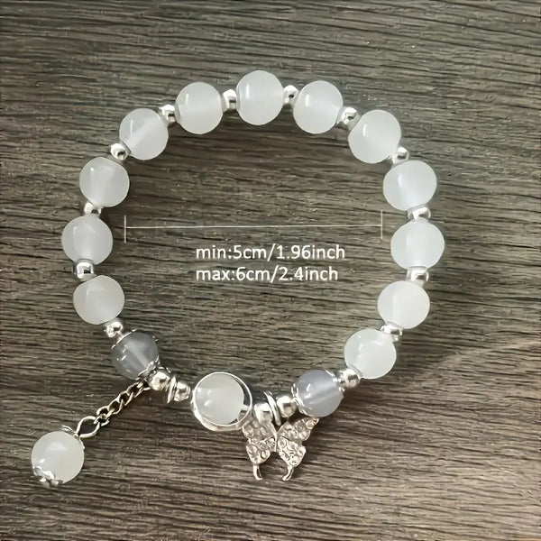 Moonstone Charm Beaded Bracelet