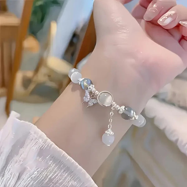 Moonstone Charm Beaded Bracelet