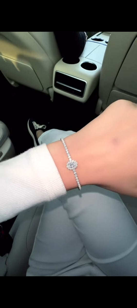 Most Popular Luxury Silver Color Marquise Bracelet Bangle for Women Engagement Wedding Anniversary
