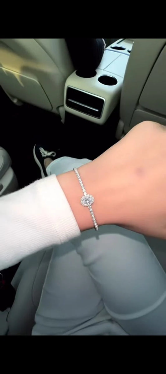 Most Popular Luxury Silver Color Marquise Bracelet Bangle for Women Engagement Wedding Anniversary
